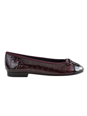 Chanel 26A Burgundy Red Black Crocodile Croc CC Logo Ballet Ballerina Flat 41